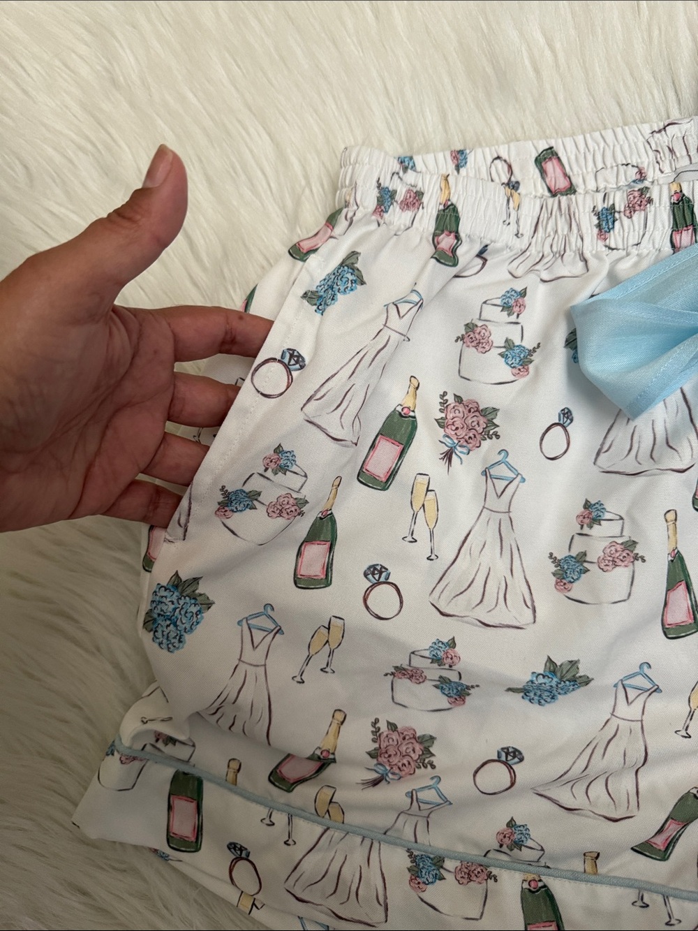 Mud Pie White Bride Floral Pajama Sleepwear Shorts Size M - Picture 5 of 14